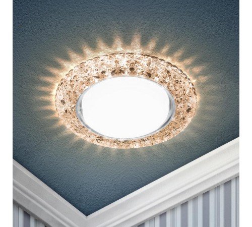 Светильник точечный встраиваемый под лампу DK LD25 15Вт GX53 шампань с подсветкой  Б0029636  ЭРА