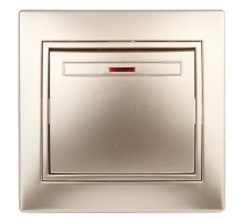 1-102-04 Intro Выключатель с подсветкой, 10А-250В, IP20, СУ, Plano, шампань  Б0030035  Intro