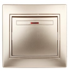 1-102-04 Intro Выключатель с подсветкой, 10А-250В, IP20, СУ, Plano, шампань  Б0030035  Intro