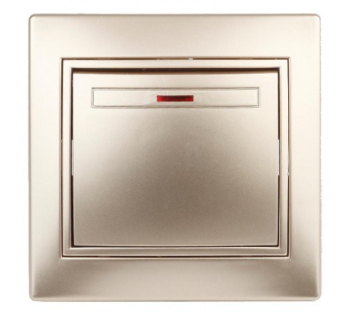 1-102-04 Intro Выключатель с подсветкой, 10А-250В, IP20, СУ, Plano, шампань  Б0030035  Intro