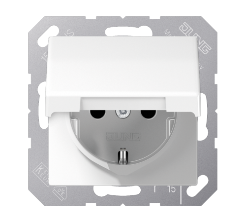 Штепсельная розетка SCHUKO 16A 250V~ с крышкой; белая  AS1520BFKLWW  Jung