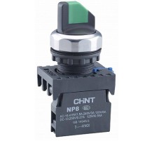 Переключатель с подсветкой NP8-20XD/314 , 3 положения с фиксацией, 2НО, крас. AC110В-230В(LED) IP65  667209  CHINT