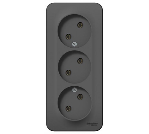 Blanca Антрацит О/У с изолирующей пластиной Розетка 3-ая без заземления без шторок 16А, 250В  BLNRA000316  SE