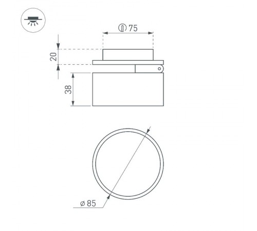 Светильник LGD-POT-BUILT-R85-12W Day4000 (WH, 100 deg, 230V) (Arlight, IP44 Металл, 5 лет)   045781   Arlight