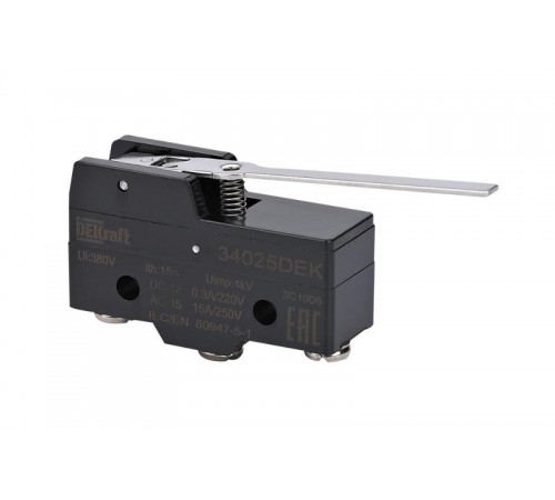 Миниатюрный конц. вык. 1НО1НЗ шарнирного длиннорычажного типа  34025DEK  DEKraft