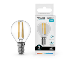 Лампа светодиодная   Filament Elementary Шар 10W 670lm 4100К Е14 LED 1/10/100  52120  Gauss