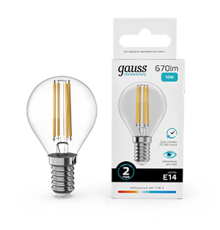 Лампа светодиодная   Filament Elementary Шар 10W 670lm 4100К Е14 LED 1/10/100  52120  Gauss