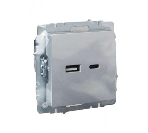 BRITE Розетка USB A+C 18Вт РЮ11-1-БрА алюминий  BR-U22-018-K47  IEK