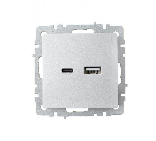 BRITE Розетка USB A+C 18Вт РЮ11-1-БрА алюминий  BR-U22-018-K47  IEK