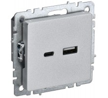 BRITE Розетка USB A+C 18Вт РЮ11-1-БрА алюминий  BR-U22-018-K47  IEK