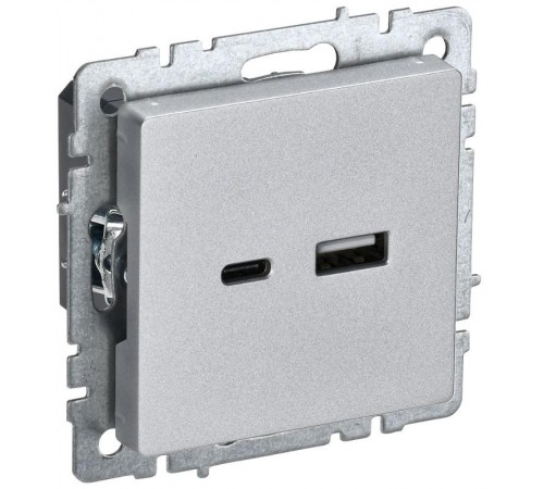 BRITE Розетка USB A+C 18Вт РЮ11-1-БрА алюминий  BR-U22-018-K47  IEK
