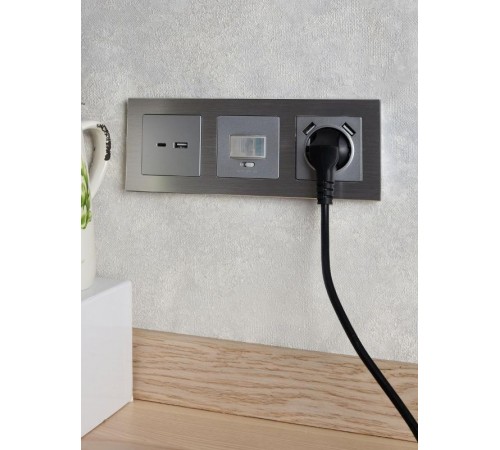 BRITE Розетка USB A+C 18Вт РЮ11-1-БрА алюминий  BR-U22-018-K47  IEK