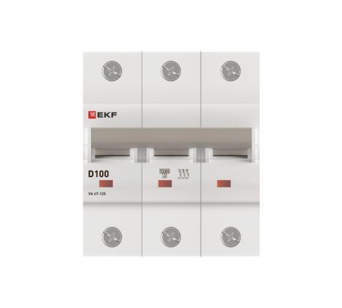 Выключатель автоматический трехполюсный ВА 47-125 100А D 15кА PROxima  mcb47125-3-100D  EKF