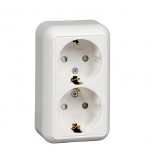 ПРИМА О/У Белый Розетка 2-ая с/з с защитными шторками 16А, с изолир. пластиной (в сборе)(опт.упак.)  RA16-214I-B  Schneider Electric