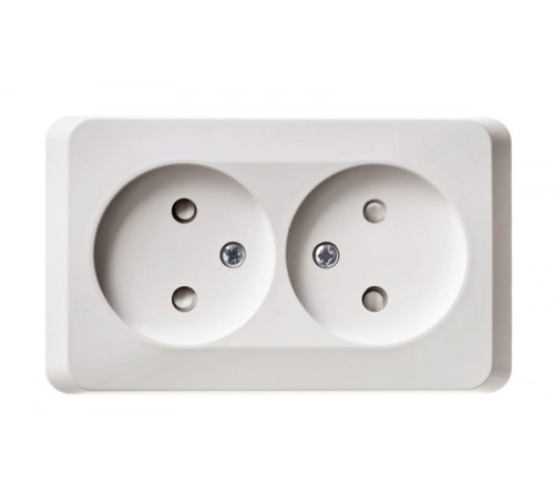 Этюд Белый О/У Розетка 2-ая без заземления со шторками  PA16-006B  SE