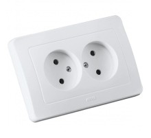 Розетка скрытой установки, двухместная, цвет белый  РС16-341  HEGEL