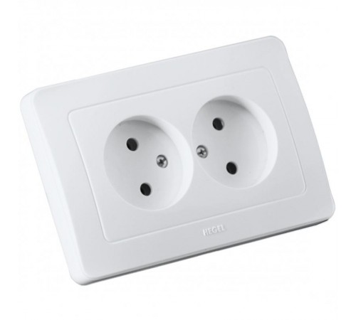 Розетка скрытой установки, двухместная, цвет белый  РС16-341  HEGEL