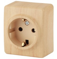 Розетка 11-2203-11  2P+E Schuko, 16АХ-250В, ОУ, Эксперт, Сосна Б0020687  ЭРА