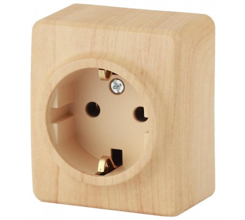 Розетка 11-2203-11  2P+E Schuko, 16АХ-250В, ОУ, Эксперт, Сосна Б0020687  ЭРА