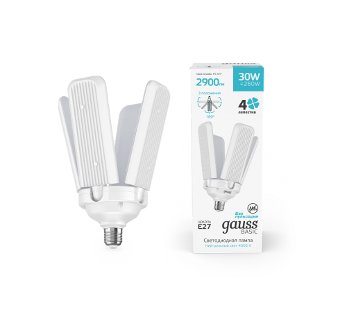 Лампа светодиодная Basic 30W 2900lm 4000K E27 Клевер-4  11732232  Gauss