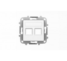 Накладка для 2-х суппортов/разъёмов типа 2017... и/или 2018..., со шторками и полем для надписи, серия SKY, цвет альпийский белый2CLA851820A1101 ABB