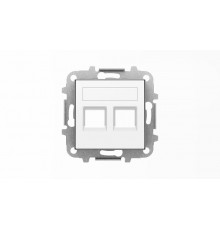 Накладка для 2-х суппортов/разъёмов типа 2017... и/или 2018..., со шторками и полем для надписи, серия SKY, цвет альпийский белый2CLA851820A1101 ABB