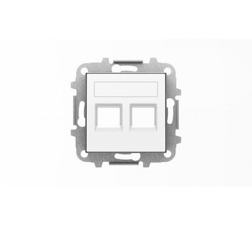 Накладка для 2-х суппортов/разъёмов типа 2017... и/или 2018..., со шторками и полем для надписи, серия SKY, цвет альпийский белый2CLA851820A1101 ABB