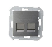 Розетка прямая для передачи данных со шторками на 2 разъема RJ45 цвета матовый титан S82 Concept  8200006-096  Simon