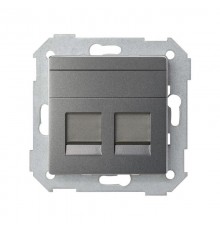 Розетка прямая для передачи данных со шторками на 2 разъема RJ45 цвета матовый титан S82 Concept  8200006-096  Simon