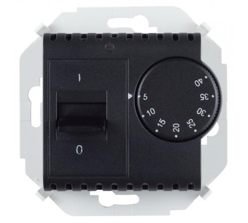 Simon 15 Графит Регулятор для тёплого пола, с зондом, 16А, 230В, 3600Вт, 5-40град, IP20  1591775-038  Simon