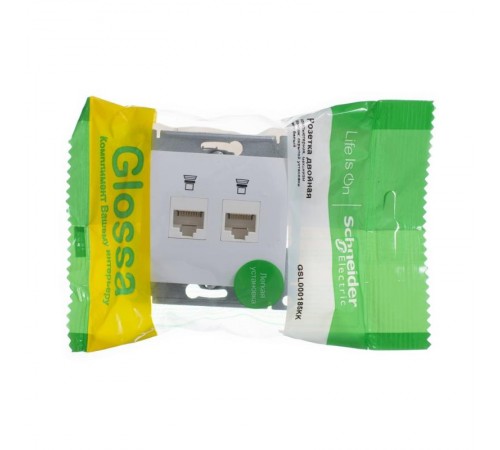Glossa Белый Розетка 2-ая компьютерная RJ45+RJ45, кат.5E  GSL000185KK  SE