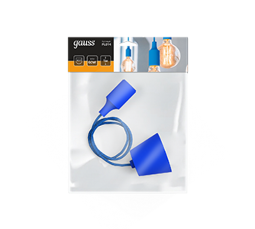 Светильник подвесной шнур под лампу Decor PL014 голубой E27, 1 м, 1/40  PL014  Gauss