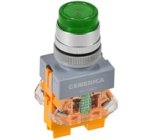 Кнопка D7-11DNZS d=22мм 1з+1р с подсветкой и фиксацией зелёная  BBT50-11DNZS-3-11-K06-G  GENERICA