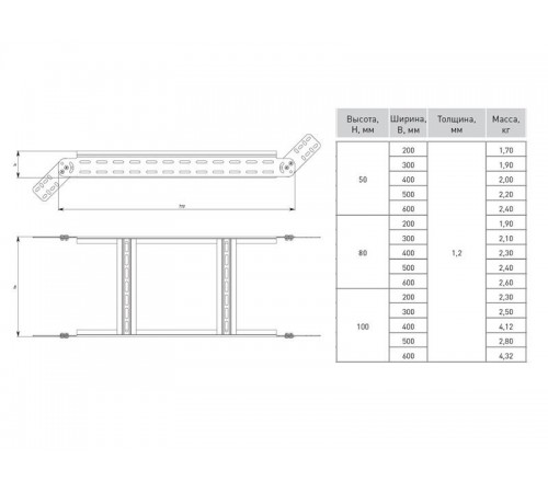Угол вертикальный шарнирный для лестничного лотка 50x600мм  vlt50600  EKF
