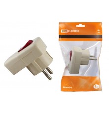 Вилка угловая с/з с выключателем белая 16А 250В   SQ1806-0009  TDM