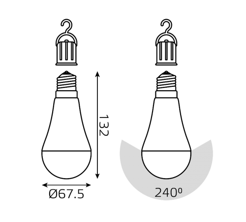 Лампа светодиодная LED A60 10W E27 660lm 4100K с Li-Ion аккумулятором 1/10/60  102402200  Gauss