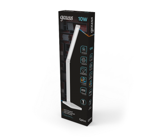 Светильник настольный Qplus GTL501 10W 600lm 3000-6000K 170-265V белый диммируемый Qi USB LED 1/12  GT5011  Gauss