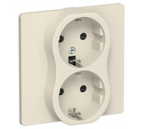 FLITE Розетка 2-ая с заземлением со шторками 16А РСш12-0-К-ФлСл сливочный  FI-R24C-16-K86  IEK