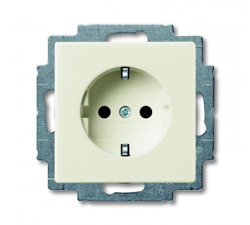 ABB Basic 55 Шале (белый) Розетка с/з с защитными шторками  2013-0-5339   2CKA002013A5339  ABB