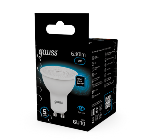 Лампа светодиодная MR16 7W 630lm 6500K GU10 LED 1/10/100  101506307  Gauss