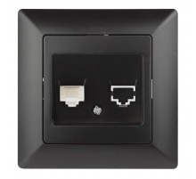 4-302-05 Intro Розетка телефонная RJ11, СУ, Solo, антрацит  Б0043379  Intro