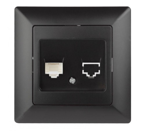 4-302-05 Intro Розетка телефонная RJ11, СУ, Solo, антрацит  Б0043379  Intro