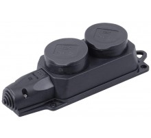 Колодка каучуковая с/з 2 гн с защитными крышками ОМЕГА IP44 РБ32-1-0м  PKR62-016-2-K02  IEK