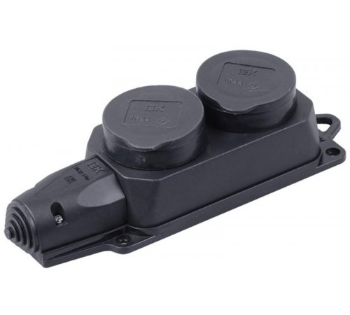 Колодка каучуковая с/з 2 гн с защитными крышками ОМЕГА IP44 РБ32-1-0м  PKR62-016-2-K02  IEK