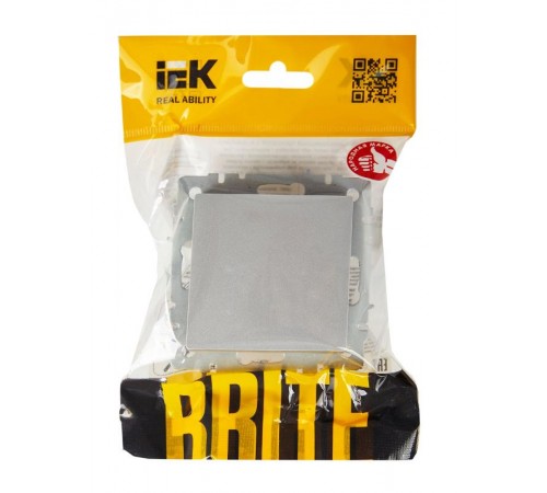 BRITE Выключатель 1-клавишный проходной 10А ВС10-1-6-БрА алюминий  BR-V12-0-10-K47  IEK