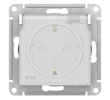 AtlasDesign Aqua Белый Розетка с заземлением со шторками с крышкой, 16А, IP44, механизм  ATN440146  SE