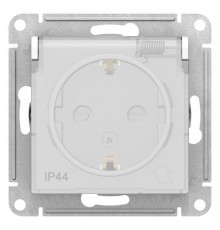 AtlasDesign Aqua Белый Розетка с заземлением со шторками с крышкой, 16А, IP44, механизм  ATN440146  SE