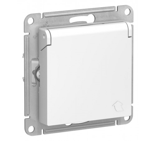 AtlasDesign Aqua Белый Розетка с заземлением со шторками с крышкой, 16А, IP44, механизм  ATN440146  SE