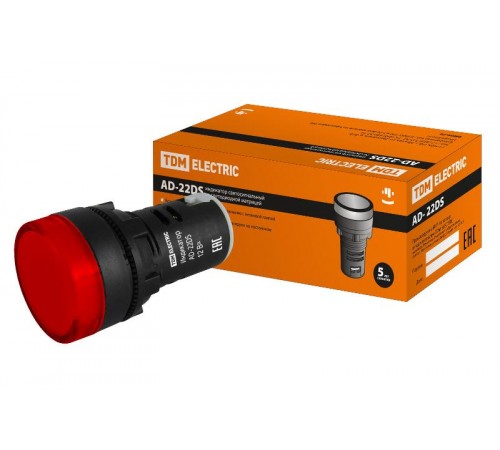 Лампа AD-22DS(LED)матрица d22мм красный 12В AC/DC   SQ0702-0016  TDM