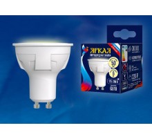Лампа светодиодная LED-JCDR 6W/WW/GU10/FR PLP01WH LED. "JCDR", матовая. серия Яркая, пр-во Россия, 3000K  UL-00002423  Uniel